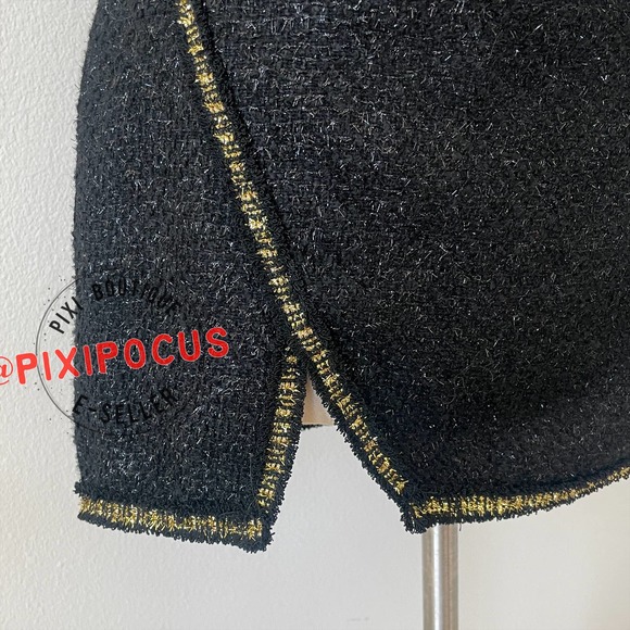 ZARA ASYMMETRIC TEXTURED GOLD BUTTON MINI DRESS BLACK - Picture 13 of 14